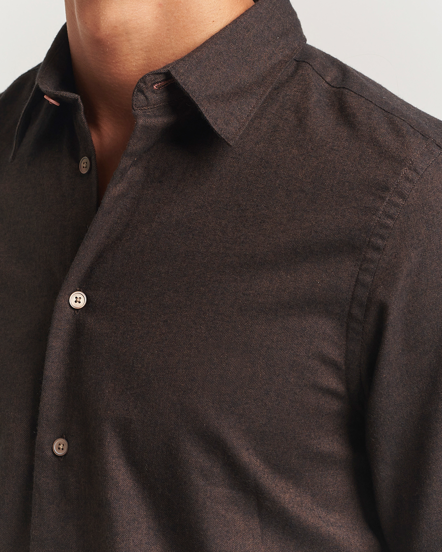 Men | Shirts | PS Paul Smith | Brushed Cotton/Wool Shirt Dark Brown