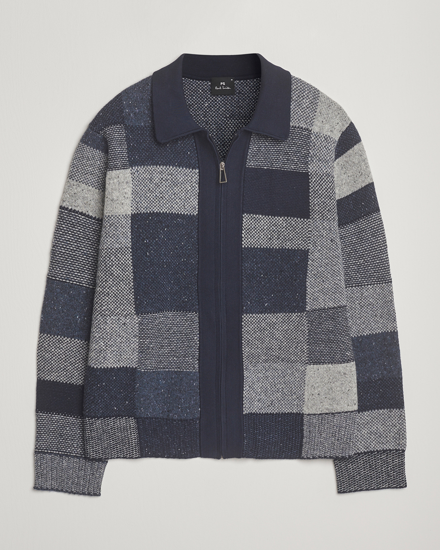 Men | Sweaters & Knitwear | PS Paul Smith | Colourblocked Knitted Full Zip Blue Multi