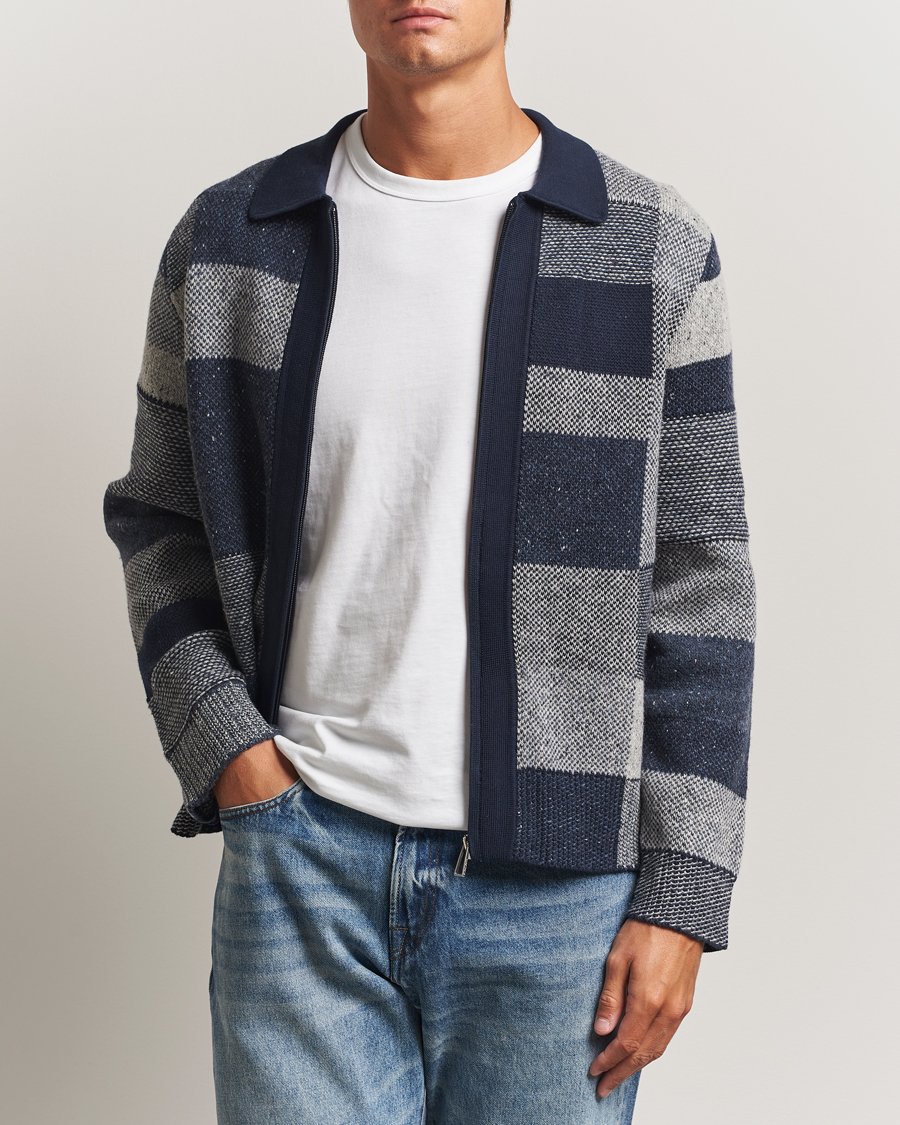 Men | Sweaters & Knitwear | PS Paul Smith | Colourblocked Knitted Full Zip Blue Multi