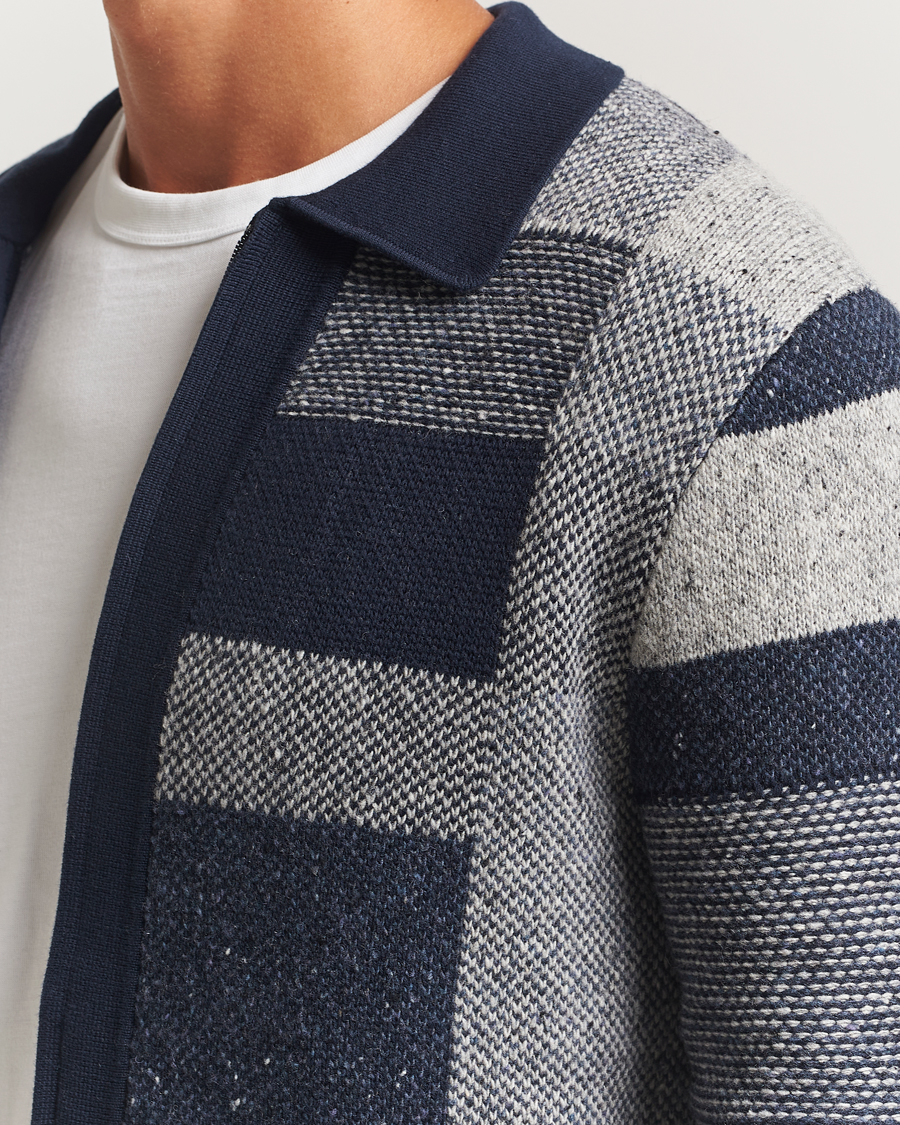Men | Sweaters & Knitwear | PS Paul Smith | Colourblocked Knitted Full Zip Blue Multi