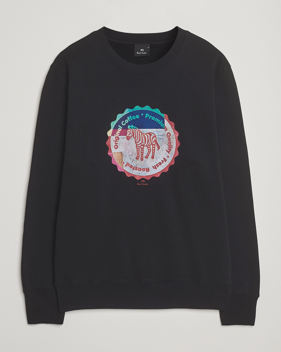 Men | Sweaters & Knitwear | PS Paul Smith | Zebra Bottle Top Crew Neck Sweatshirt Black