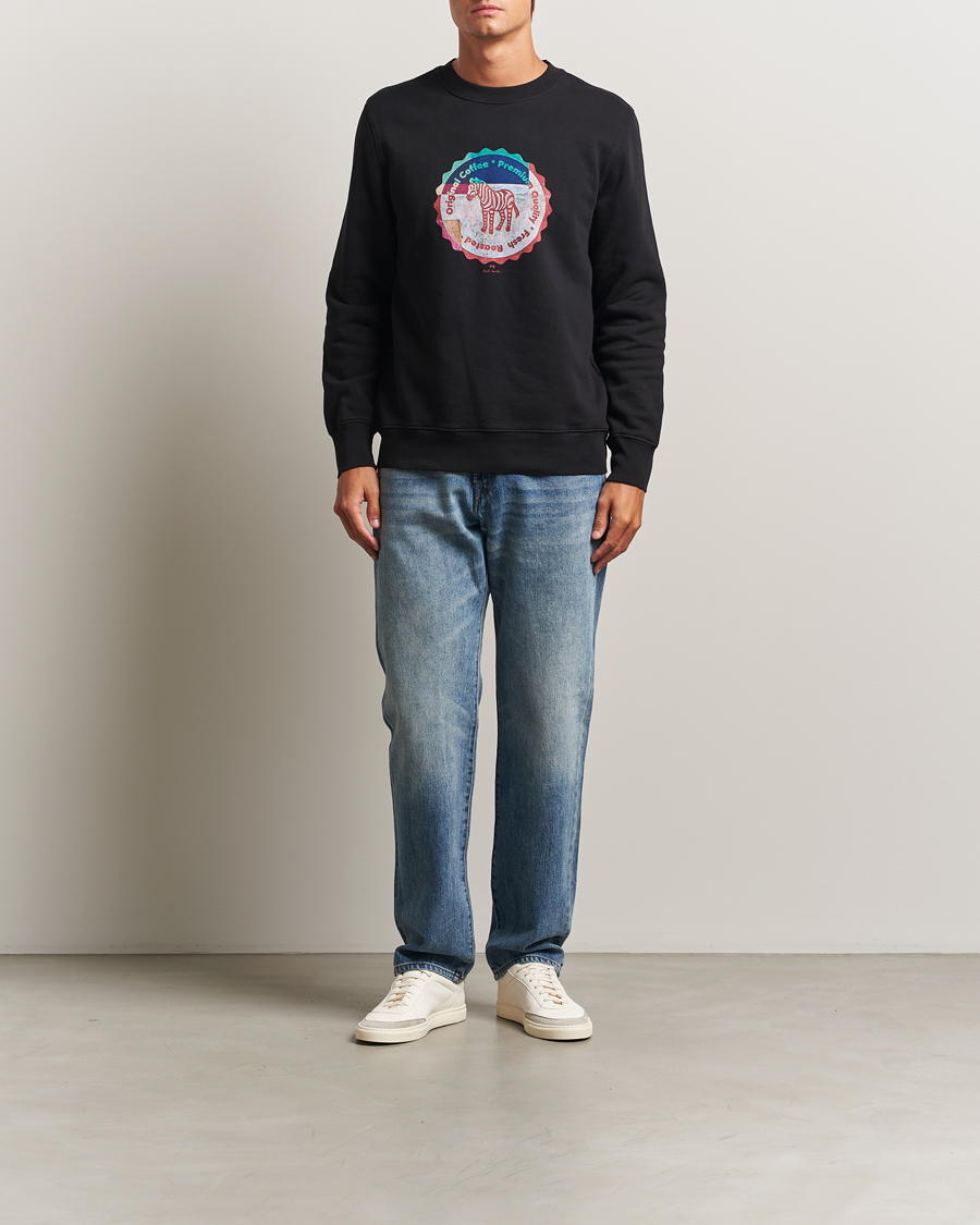 Men | Sweaters & Knitwear | PS Paul Smith | Zebra Bottle Top Crew Neck Sweatshirt Black