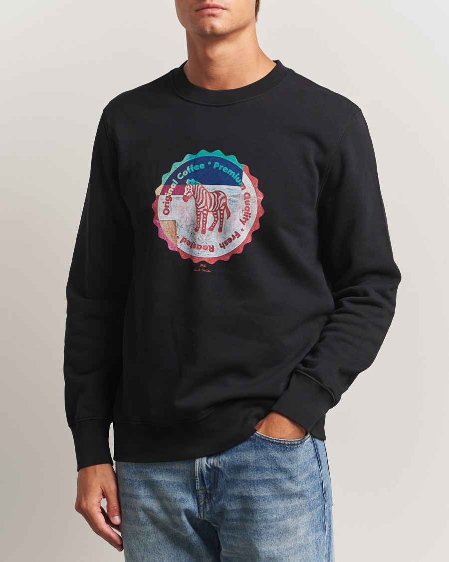 Men | Sweaters & Knitwear | PS Paul Smith | Zebra Bottle Top Crew Neck Sweatshirt Black