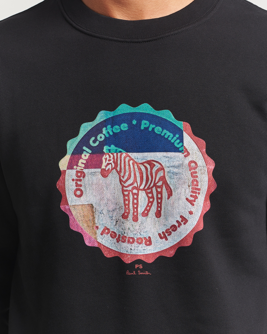 Men | Sweaters & Knitwear | PS Paul Smith | Zebra Bottle Top Crew Neck Sweatshirt Black