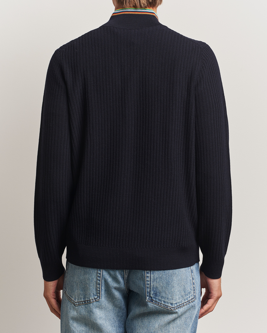 Men | Sweaters & Knitwear | Paul Smith | Merino Rib Knitted Half Zip Navy