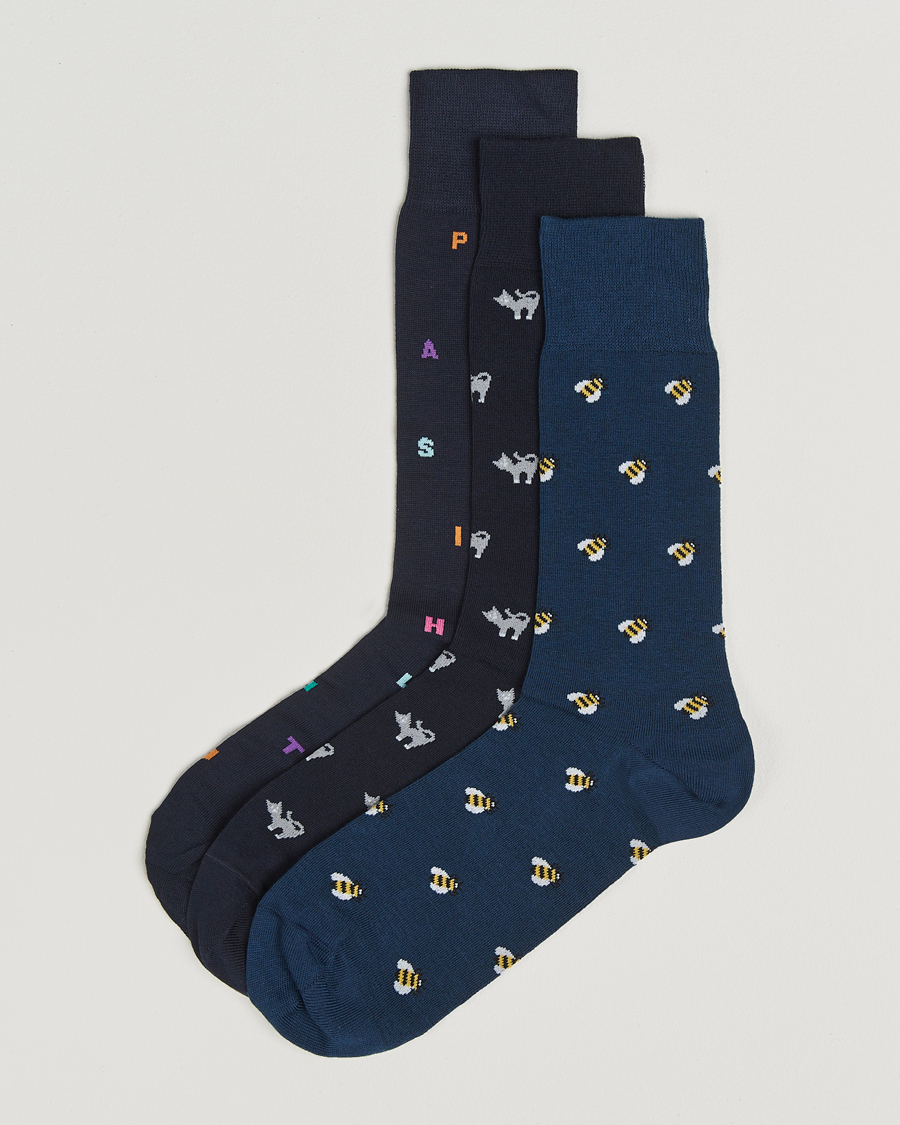 Men | Underwear & Socks | Paul Smith | 3-Pack Printed Sock Navy