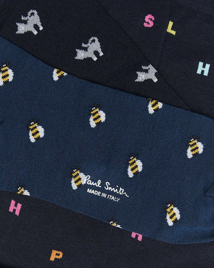 Men | Underwear & Socks | Paul Smith | 3-Pack Printed Sock Navy