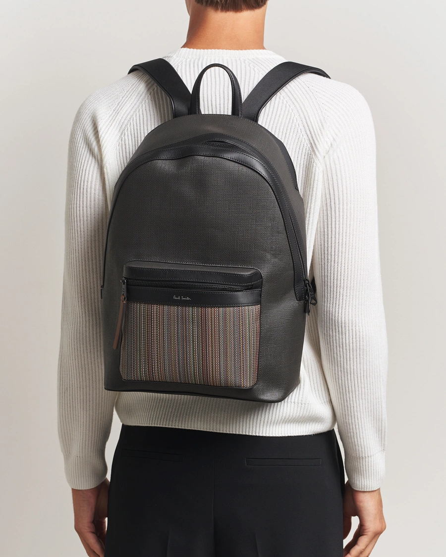 Men | Bags | Paul Smith | Nylon Stripe Backpack Black Multi