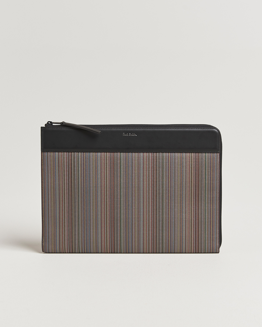 Men | Bags | Paul Smith | Nylon Stripe Document Case Black Multi