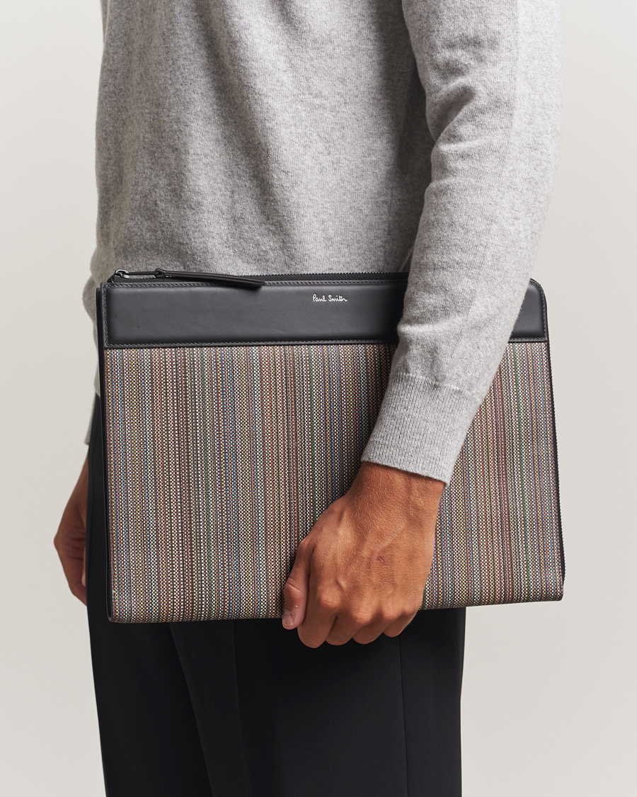 Men | Bags | Paul Smith | Nylon Stripe Document Case Black Multi
