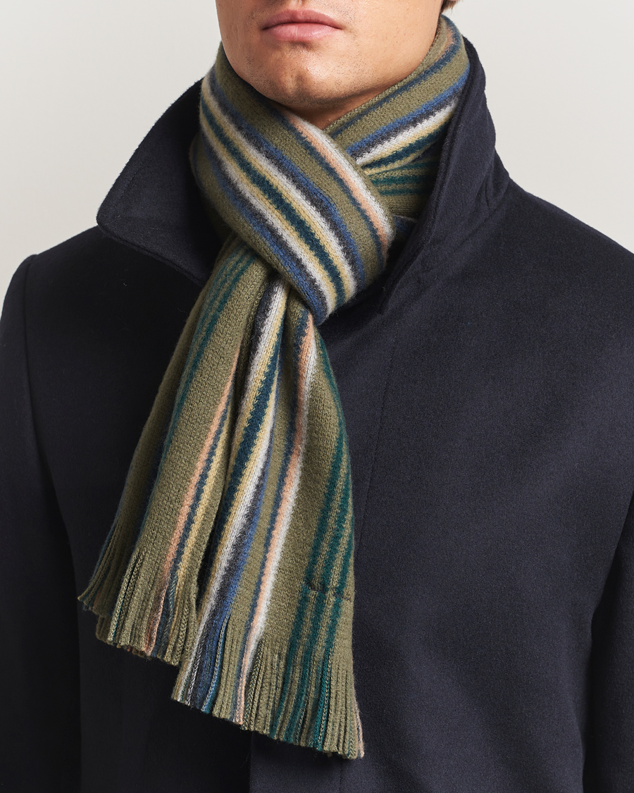 Men | Scarves | Paul Smith | Merino Wool Striped Scarf Green Multi