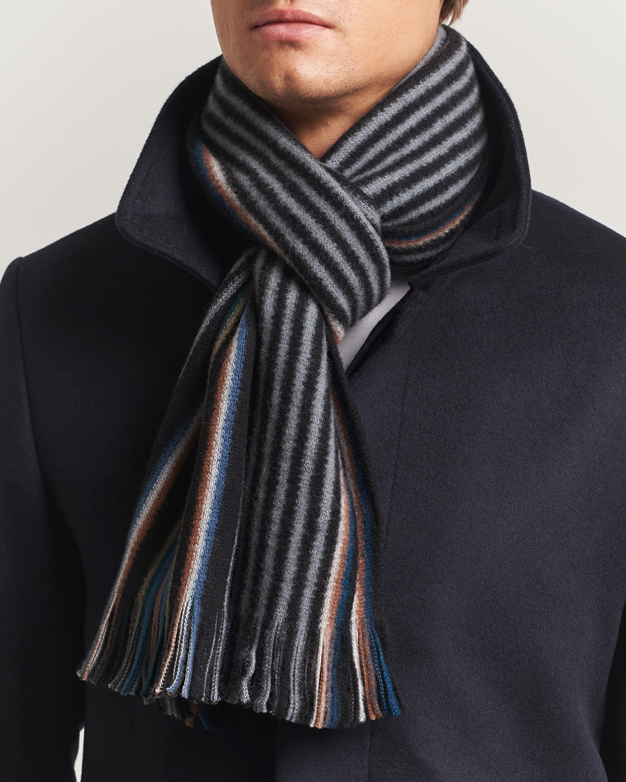 Men | Scarves | Paul Smith | Merino Wool Striped Scarf Black Multi