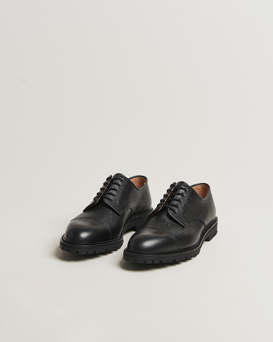 Men | Derby Shoes | Crockett & Jones | Sandhurst Derby Vibram Black Scotch Grain