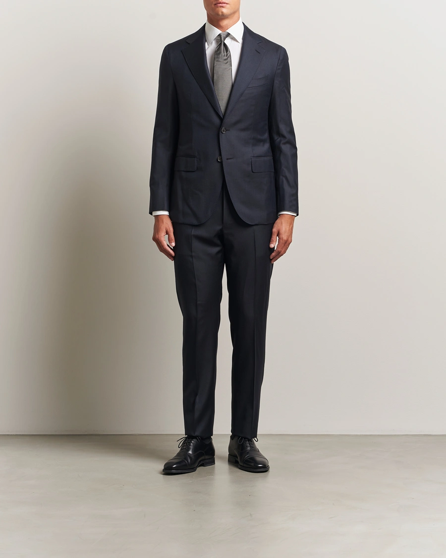 Men | Suits | Caruso | Aida Super 130s Wool Suit Navy
