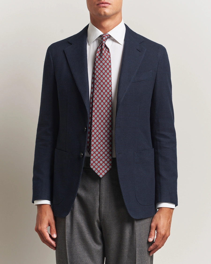 Men | Blazers | Caruso | Aida Brushed Cotton Blazer Navy Check