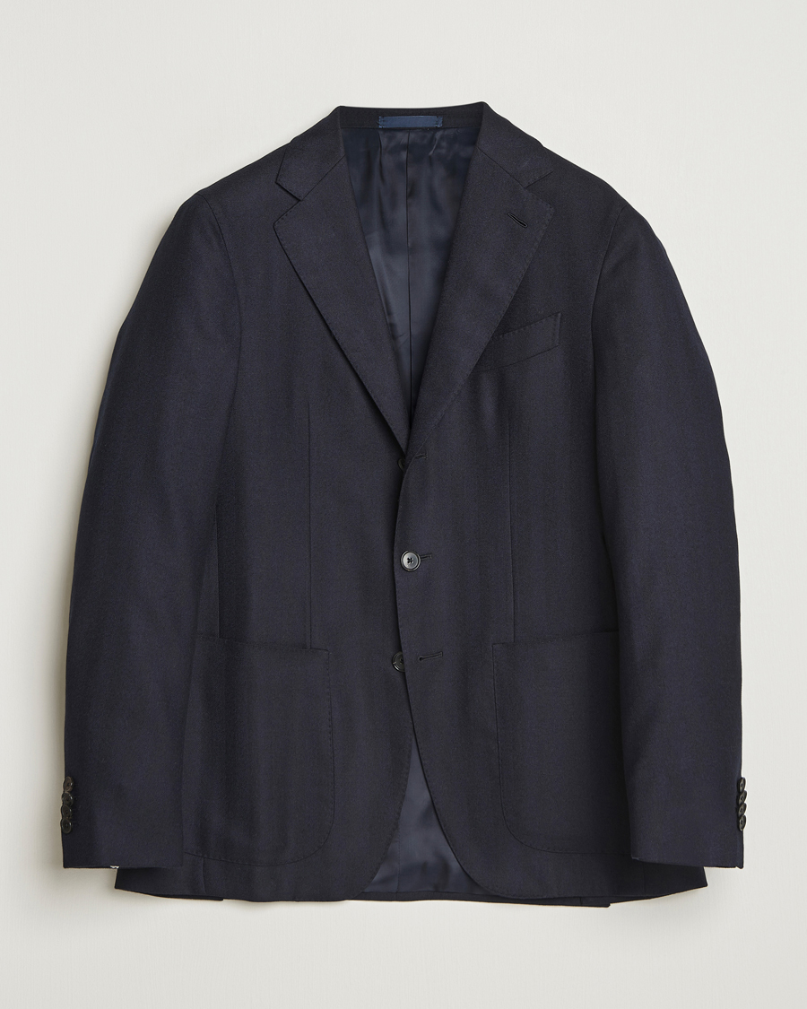 Men | Blazers | Caruso | Aida Herringbone Wool Blazer Navy