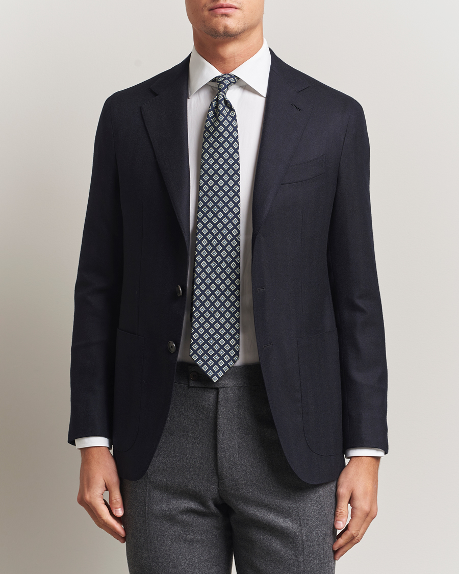Men | Blazers | Caruso | Aida Herringbone Wool Blazer Navy