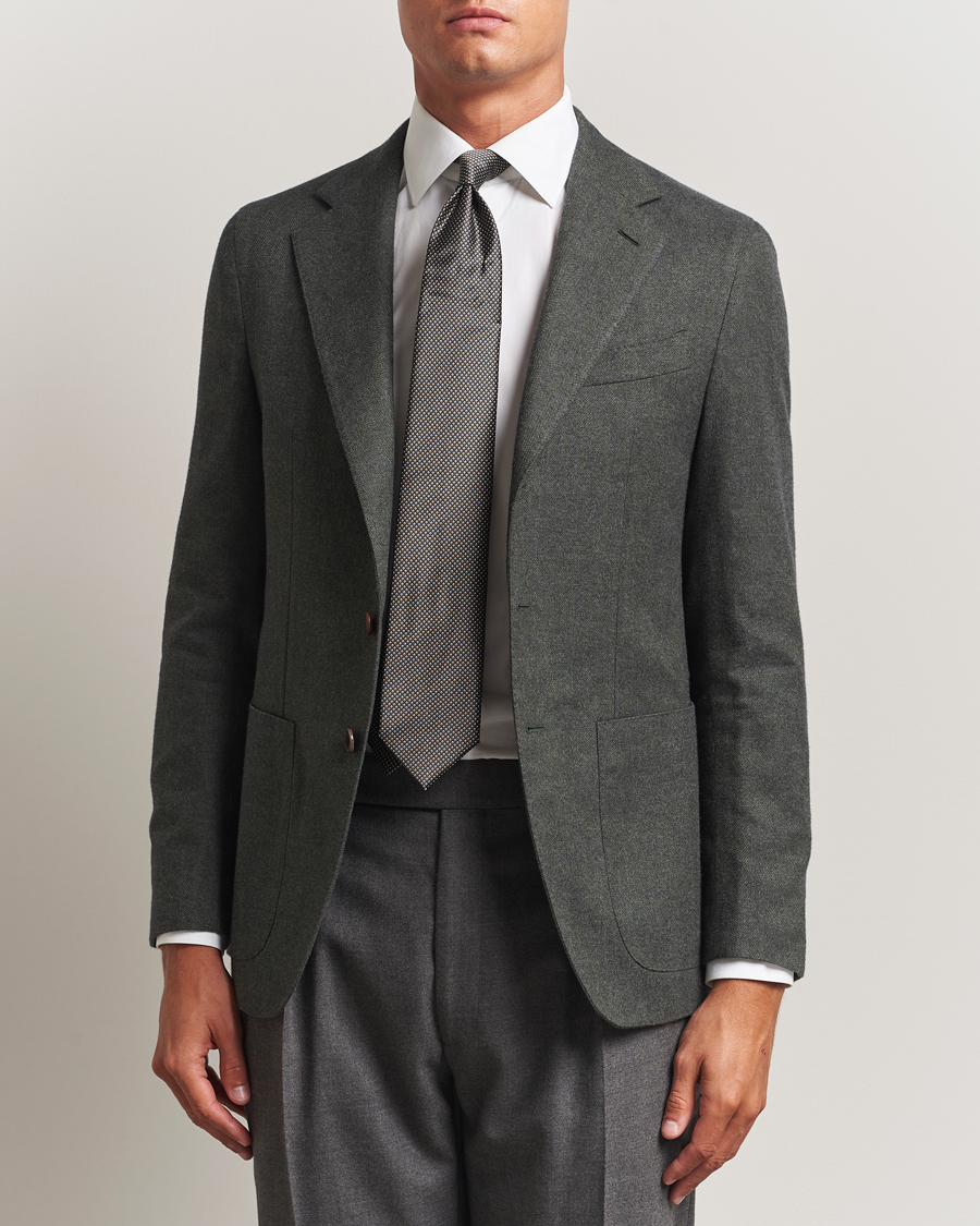 Men | Blazers | Caruso | Aida Brushed Cotton Herringbone Blazer