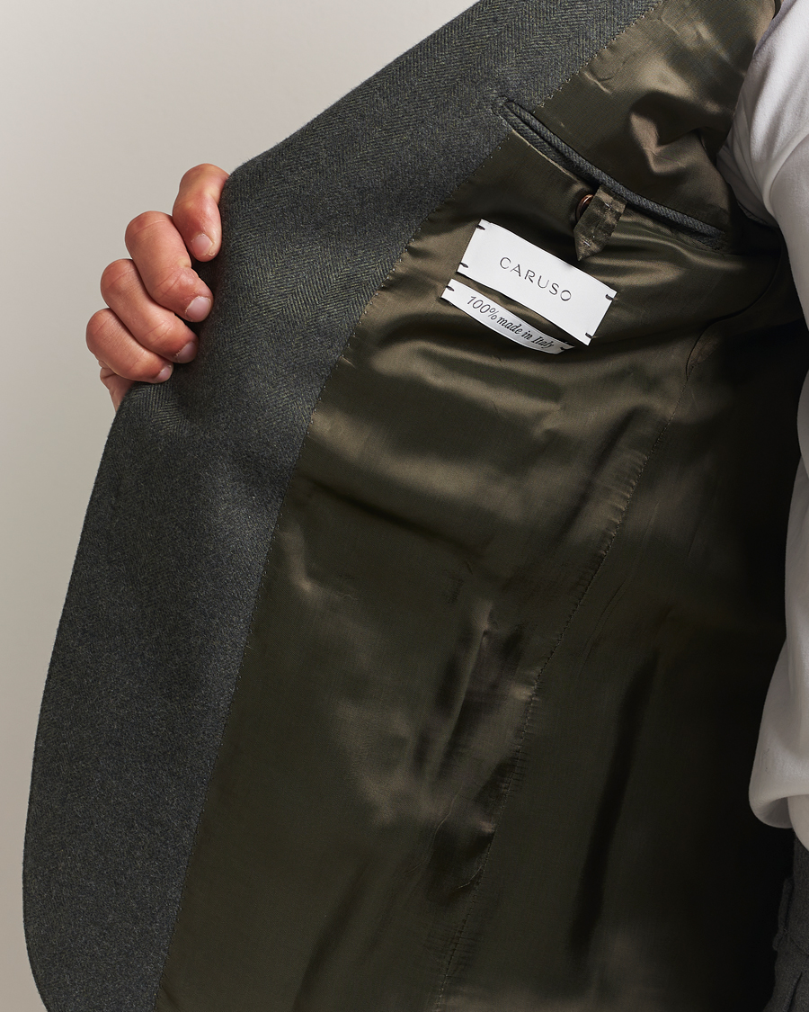 Men | Blazers | Caruso | Aida Brushed Cotton Herringbone Blazer