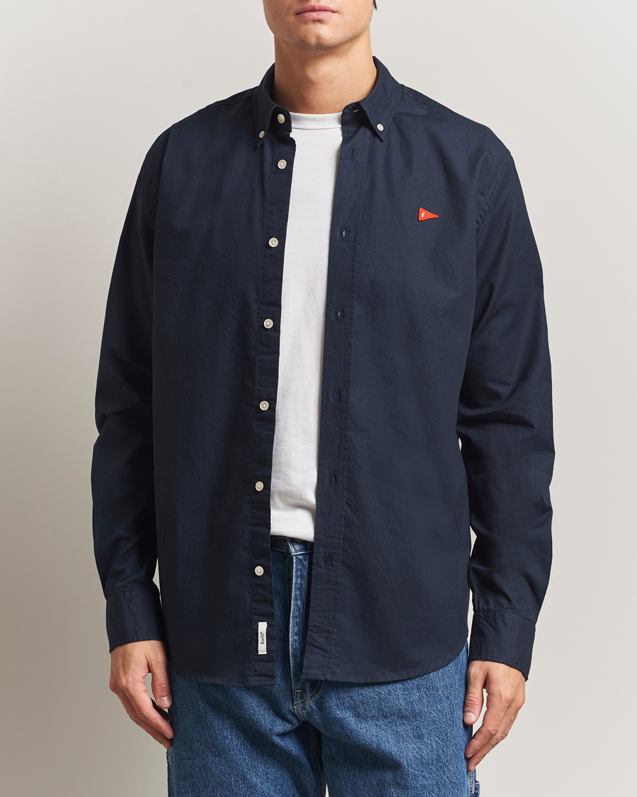 Men | Shirts | Forét | Flag Regular Fit Oxford Shirt Navy