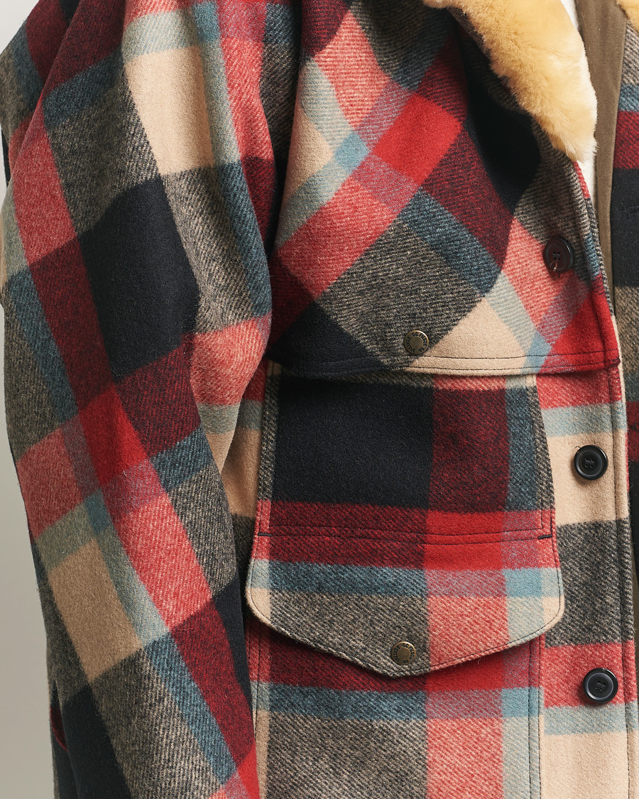 Men | Coats & Jackets | Filson | Wool Lined Packer Coat Red/Cream/Blue Plaid