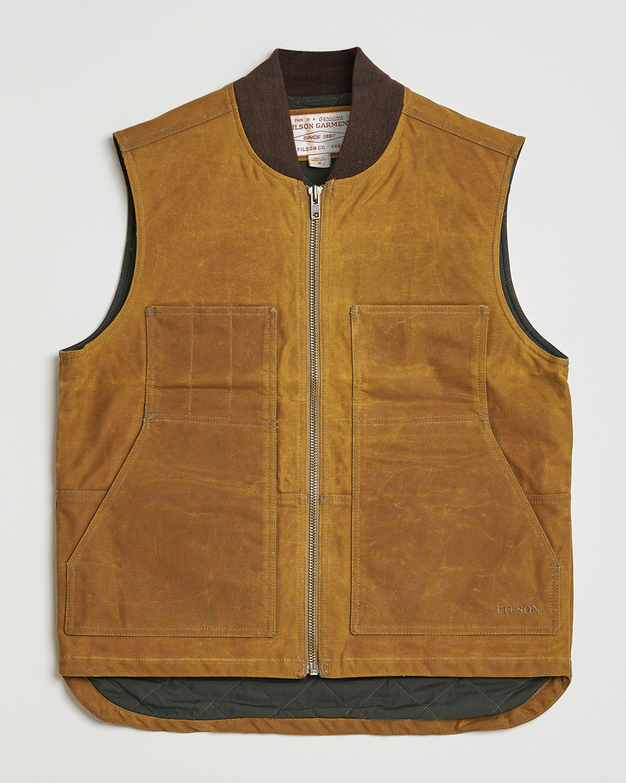 Men | Gilets | Filson | Tin Cloth Insulated Work Vest Dark Tan