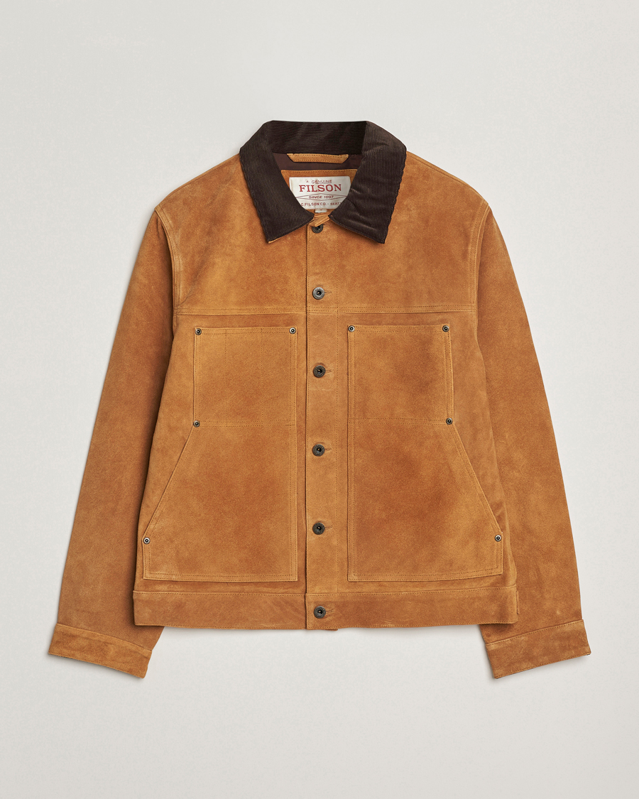 Men | Coats & Jackets | Filson | Short Lined Suede Cruiser Saddle Brown