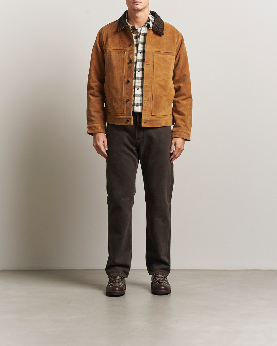 Men | Coats & Jackets | Filson | Short Lined Suede Cruiser Saddle Brown