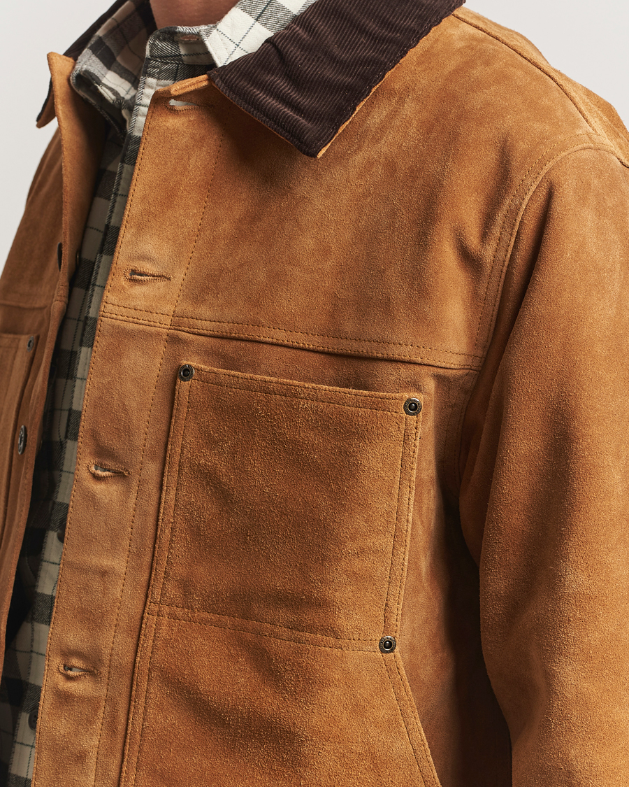 Men | Coats & Jackets | Filson | Short Lined Suede Cruiser Saddle Brown