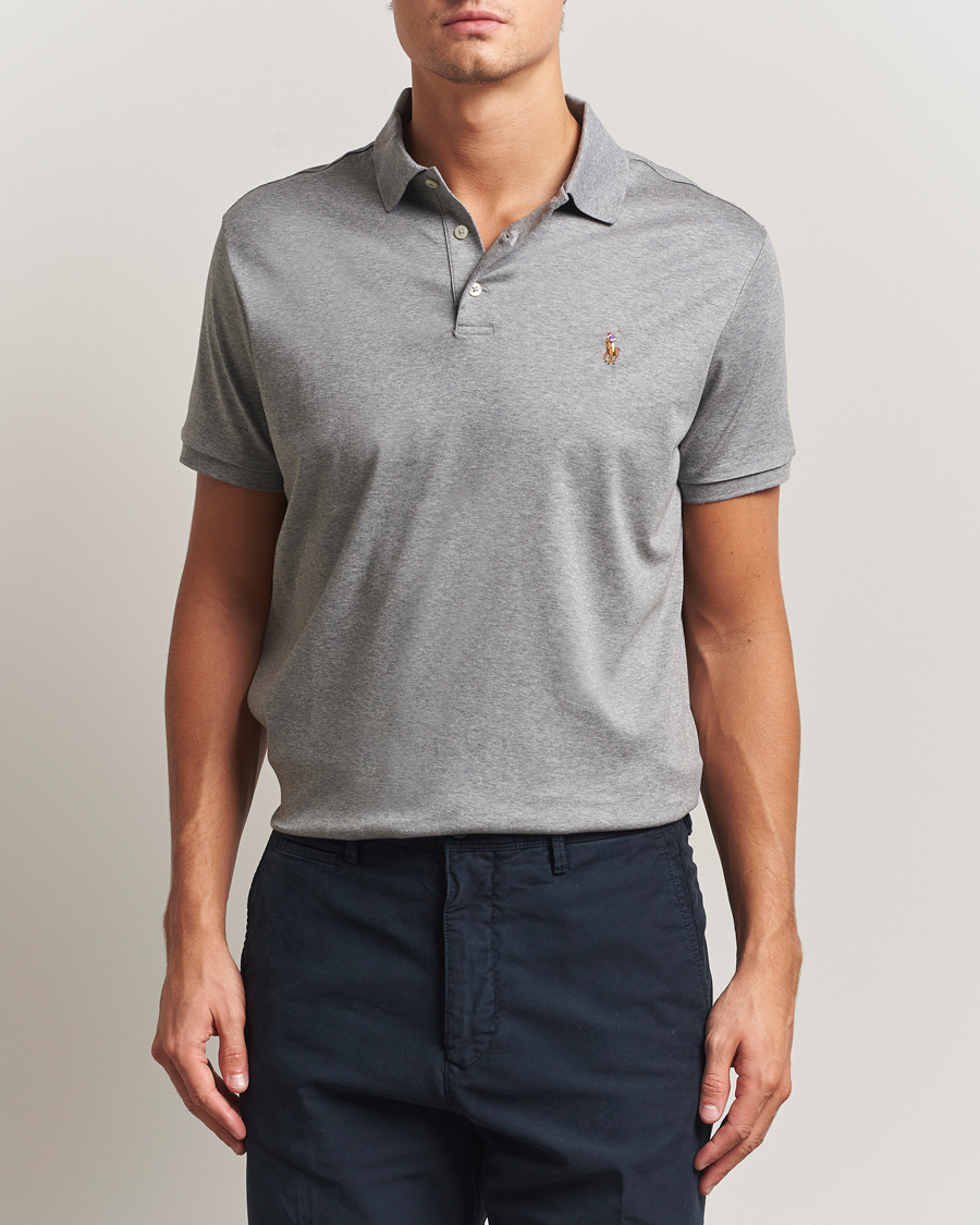 Men | Polo Shirts | Polo Ralph Lauren | Custom Slim Fit Cotton Polo Steel Heather