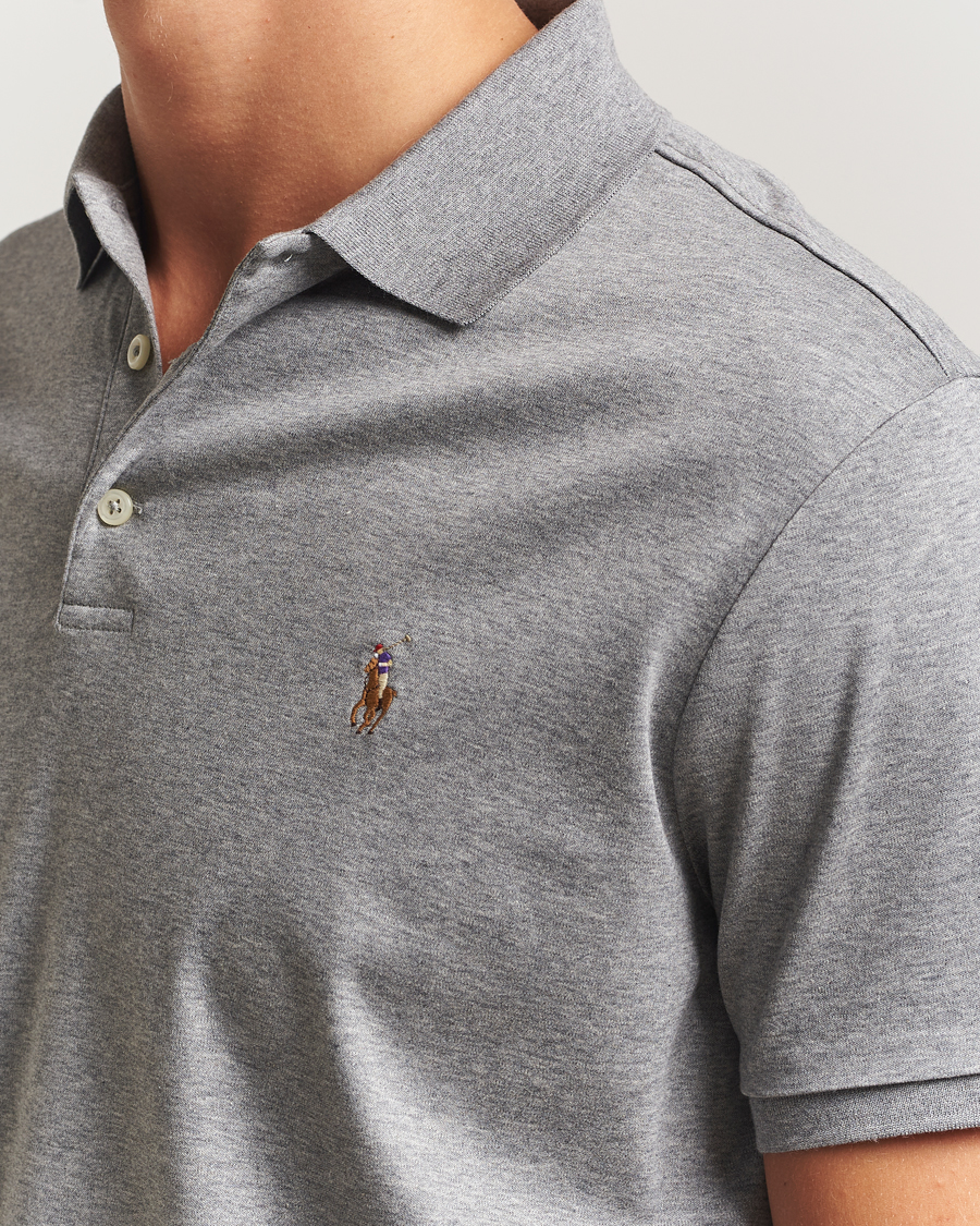 Men | Polo Shirts | Polo Ralph Lauren | Custom Slim Fit Cotton Polo Steel Heather