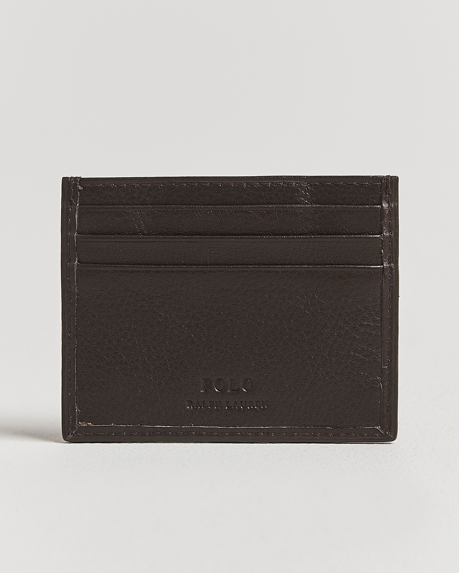 Men | Wallets | Polo Ralph Lauren | Pebbled Leather Credit Card Holder Brown