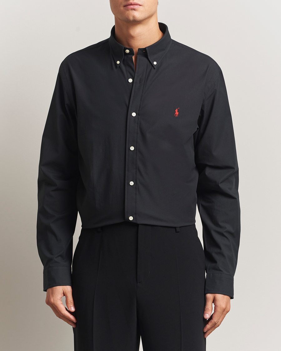 Men | Shirts | Polo Ralph Lauren | Custom Fit Stretch Poplin Shirt Polo Black