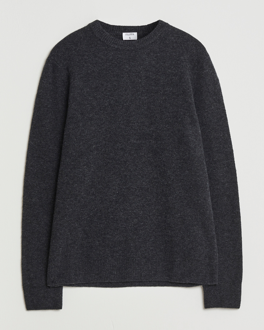 Men | Sweaters & Knitwear | Filippa K | Yak Knitted Sweater Charcoal Melange