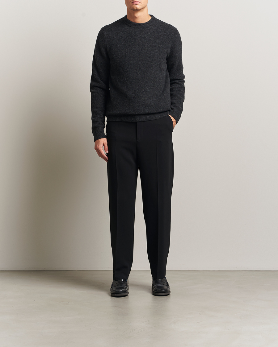 Men | Sweaters & Knitwear | Filippa K | Yak Knitted Sweater Charcoal Melange