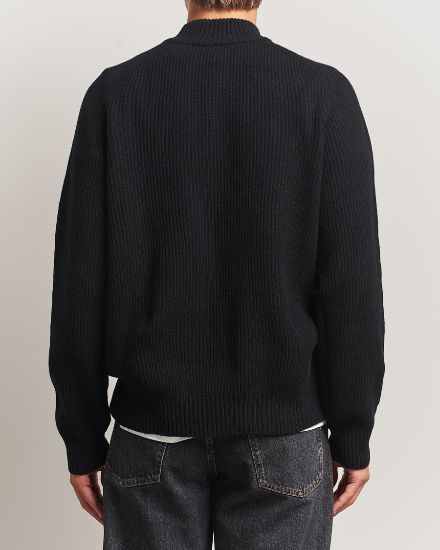 Men | Sweaters & Knitwear | Filippa K | Ribbed Wool Mockneck Sweater Black
