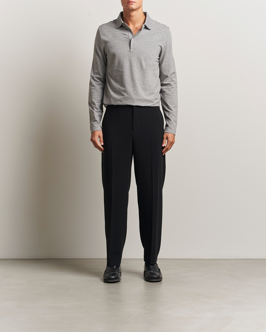 Men | Polo Shirts | Filippa K | Luke Lycra Polo Shirt Mid Grey Melange