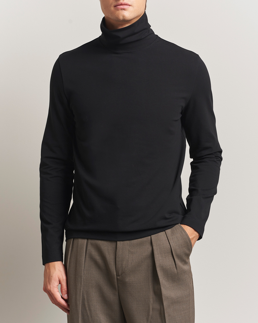 Men | Sweaters & Knitwear | Filippa K | Organic Cotton Stretch Turtleneck Black