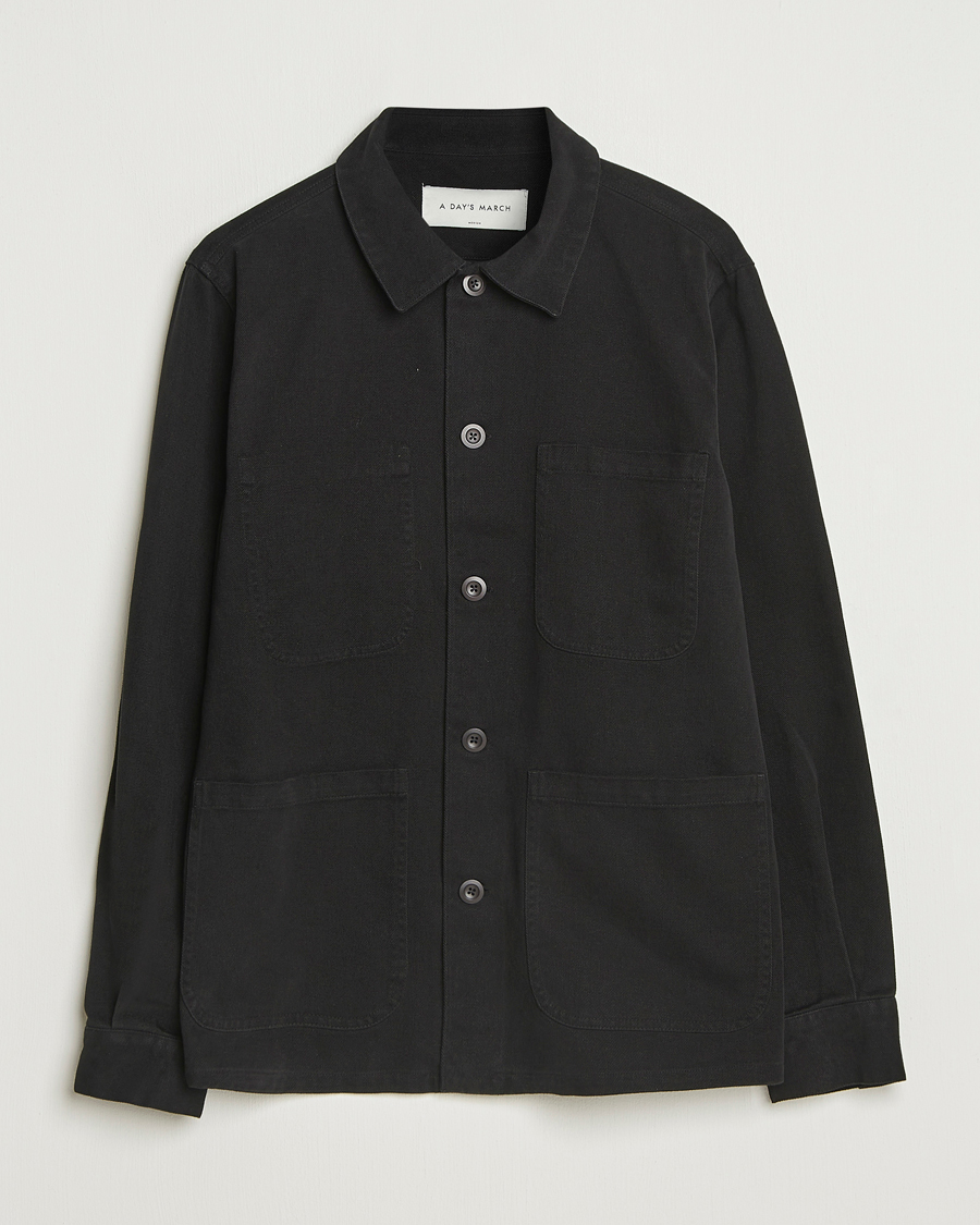 Men | Shirts | A Day's March | Algot Cotton Lyocell Overshirt Black