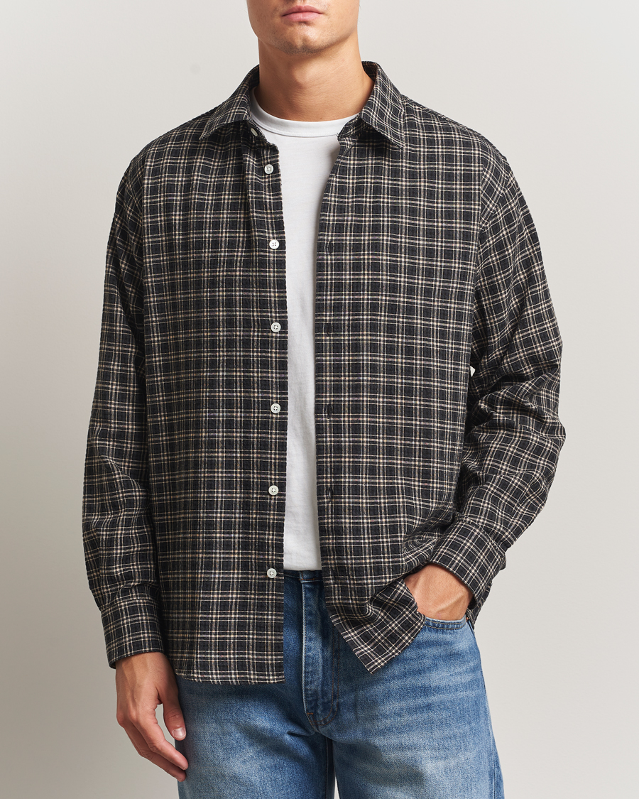 Men | Shirts | A Day's March | Landon Checked Shirt Black