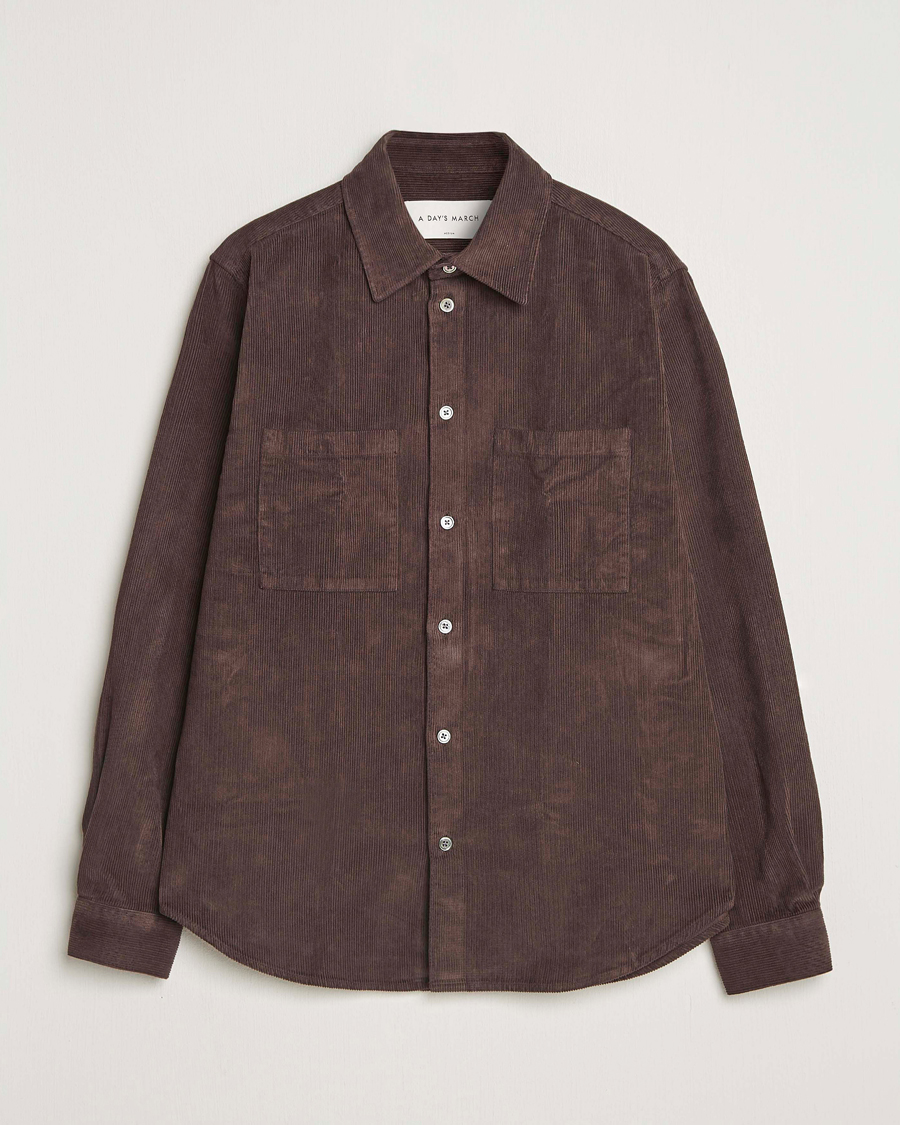 Men | Shirts | A Day's March | Rupert Cord Shirt Dark Brown