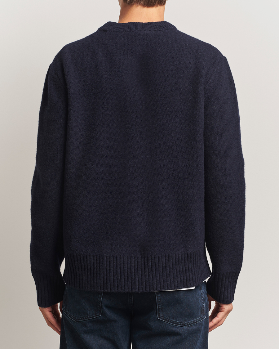 Men | Sweaters & Knitwear | A Day's March | Tietar Boiled Merino Sweater Navy