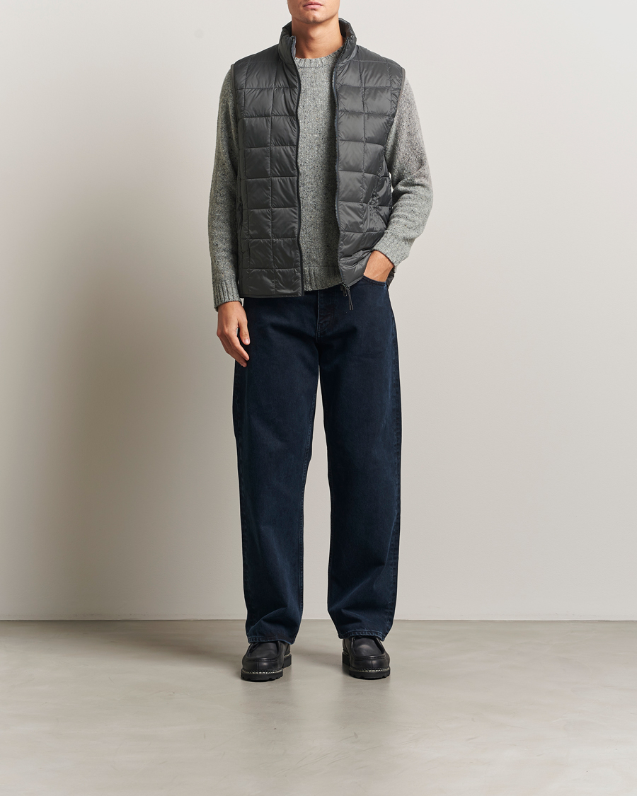 Men | Gilets | TAION | High Neck Full Zip Lightweight Down Vest Dark Grey
