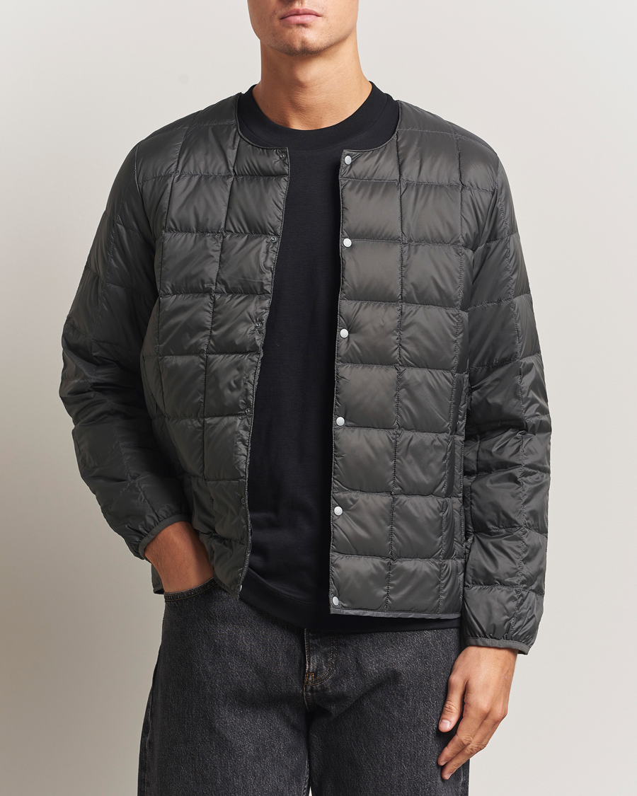 Men | Coats & Jackets | TAION | Crew Neck Button Down Jacket Dark Grey
