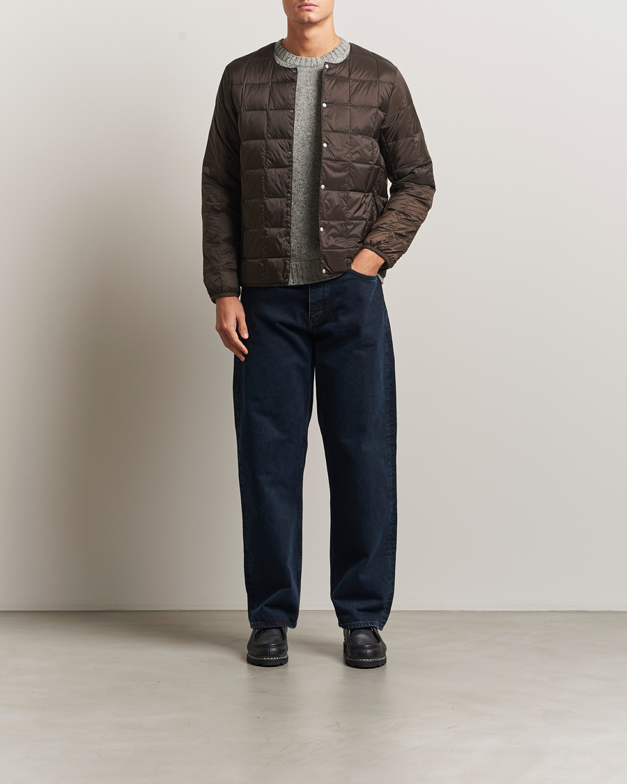 Men | Coats & Jackets | TAION | Crew Neck Button Down Jacket Dark Choco