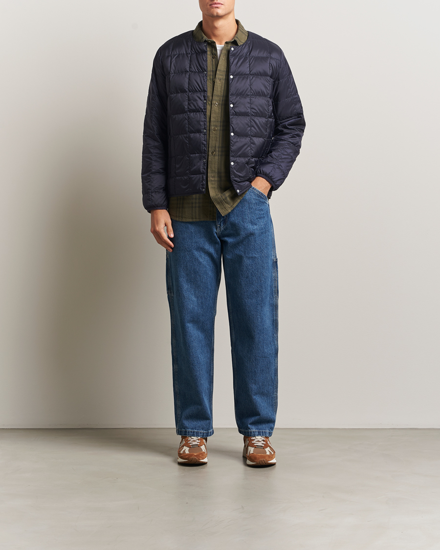 Men | Coats & Jackets | TAION | Crew Neck Button Down Jacket Navy