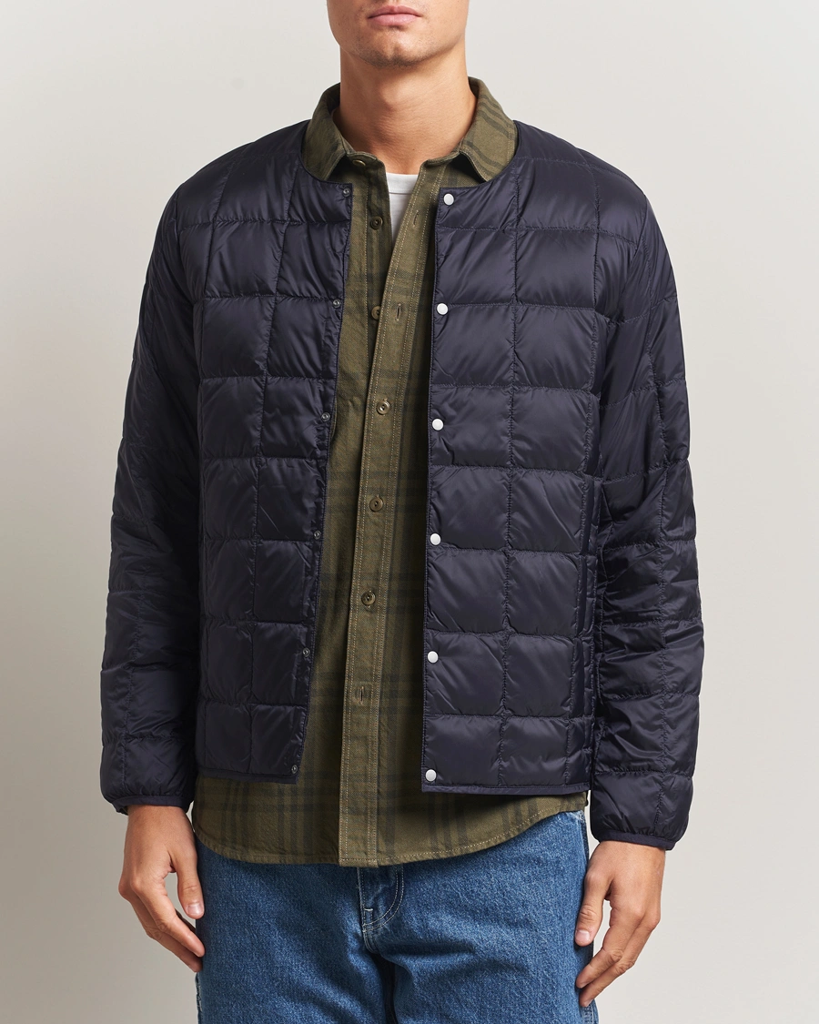 Men | Coats & Jackets | TAION | Crew Neck Button Down Jacket Navy