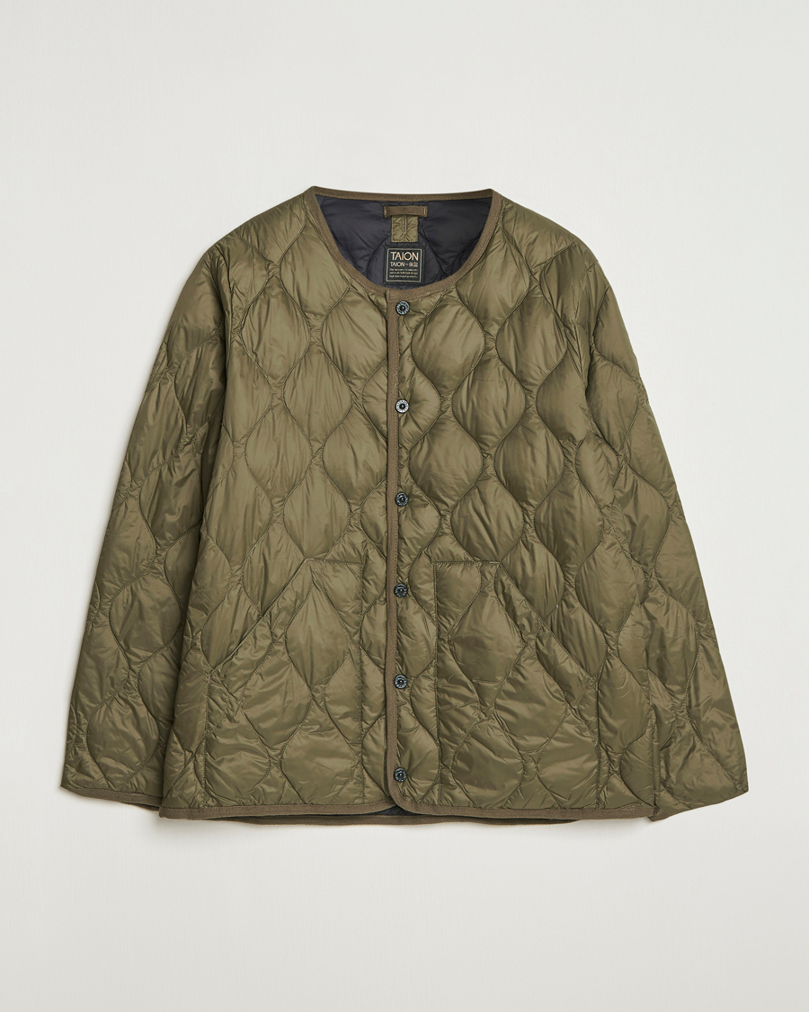 Men | Coats & Jackets | TAION | Military Crew Neck Down Jacket Dark Olive