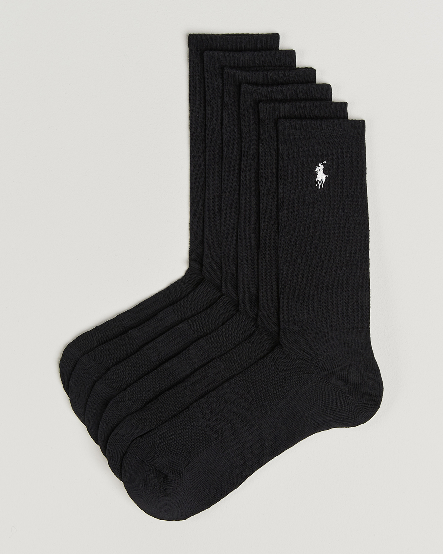 Men | Underwear & Socks | Polo Ralph Lauren | 6-Pack Cotton Crew Socks Black