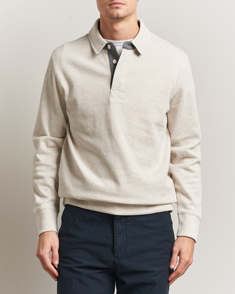 Men | Polo Shirts | GANT | Light Sacker Rib Long Sleeve Polo Seed Melange